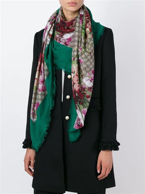 gucci gg bloom scarf|gucci scarf with fur trim.